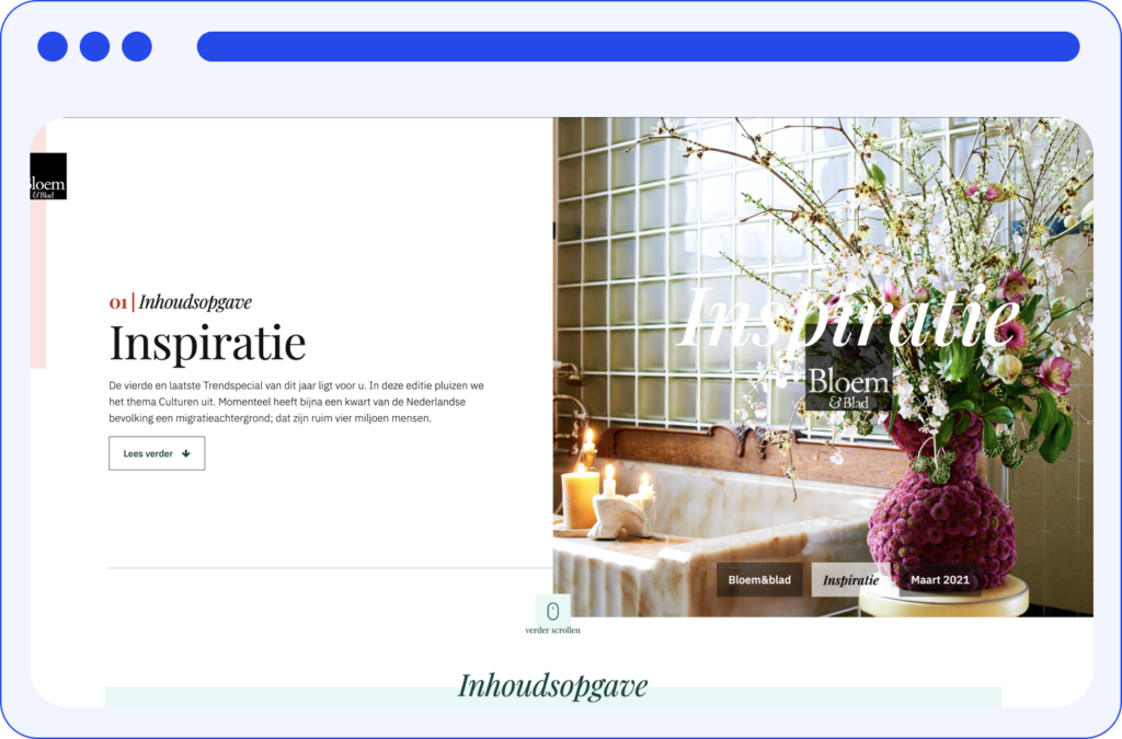 Mockup browser paars bloem & blad blogpost
